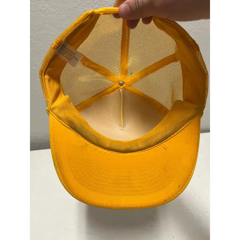 Vintage “EAT RIGHT. EXERCISE. DIE ANYWAY.” Snapback Trucker Hat Cap Yellow Mesh